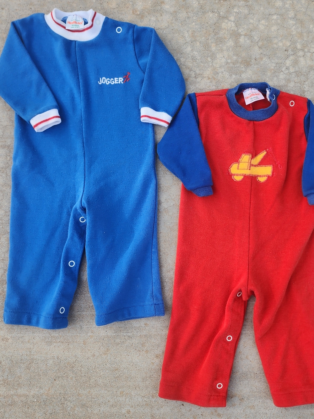 Vintage Health-Tex Baby Fleece One-Piece Romper Bundle, Colorblock Size 18M
